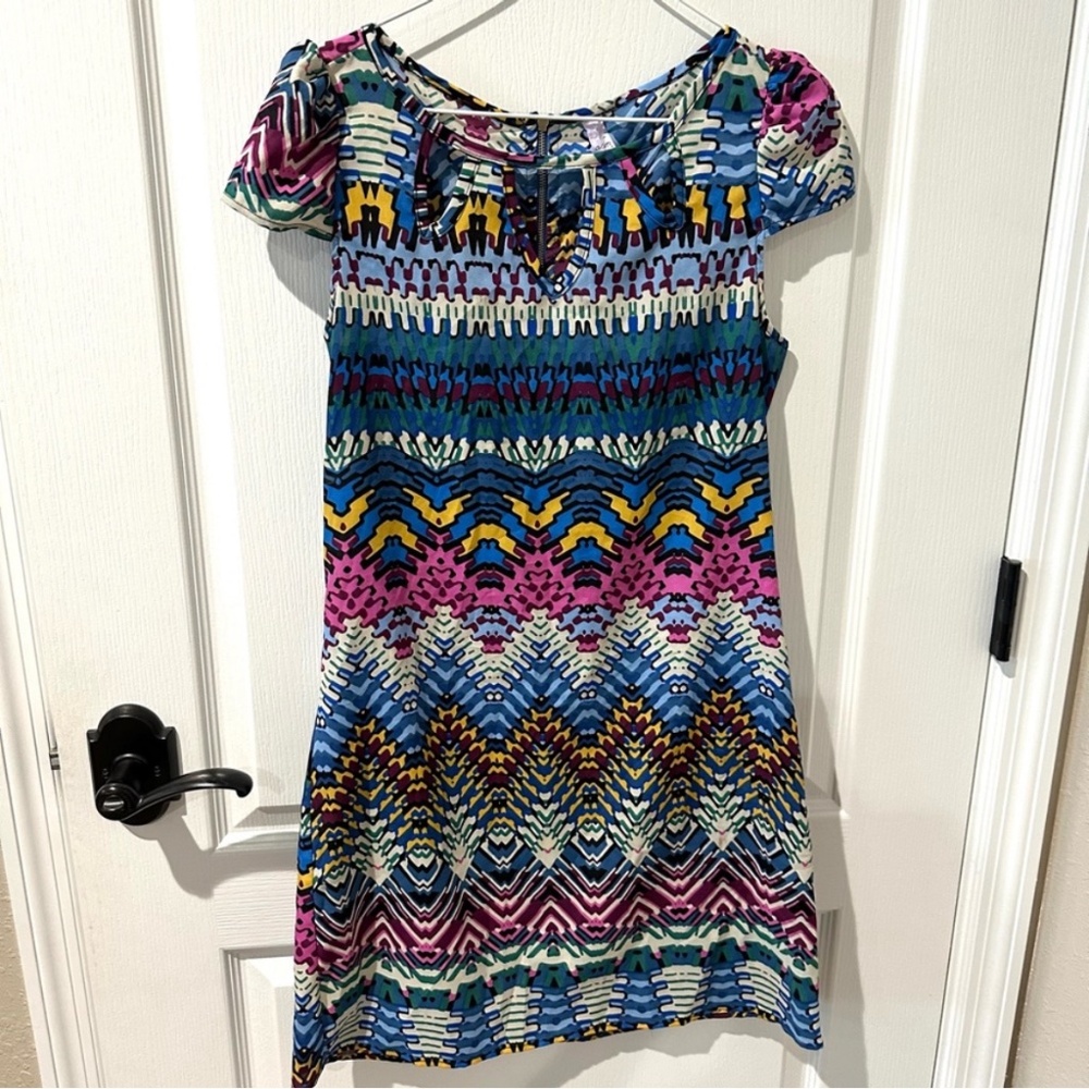 Anthropologie Ayla Abstract Art Print Cutout Dress Sz M